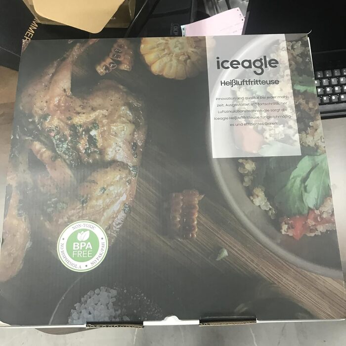 Аерофритюрниця Iceagle 6,5 л, 1700 Вт, металевий корпус, 8 програм, цифровий дисплей, без масла, рецептбук, 80-200°C