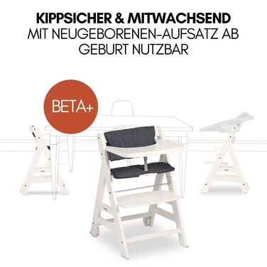Високий стільчик для годування Hauck Beta+ Newborn Set Deluxe - Комплект для новонароджених, білий