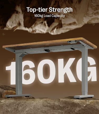 Електричний регульований стіл MAIDeSITe S2 Pro 140x70 см, сірий каркас + вінтажний коричневий, вантажопідйомність 160 кг, з захистом від зіткнень