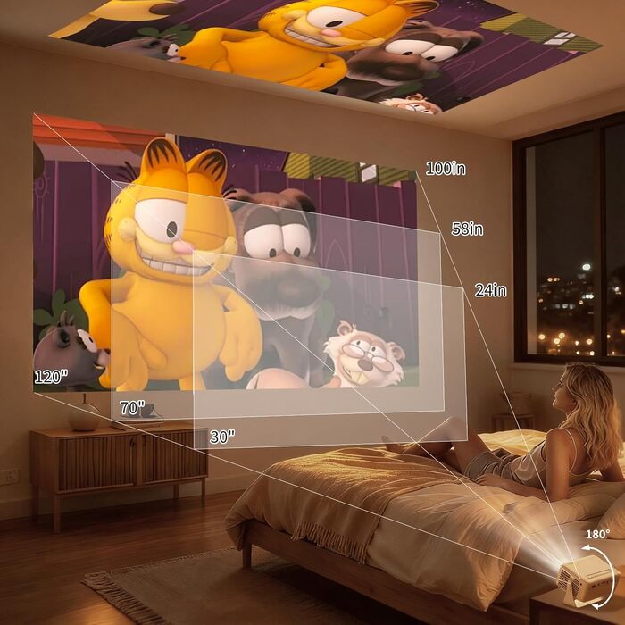 YOTON Mini Beamer 1080P: Портативний проектор для дому, кінотеатру, PS5, HDMI/USB, з автокорекцією та поворотом на 180° - Чорний