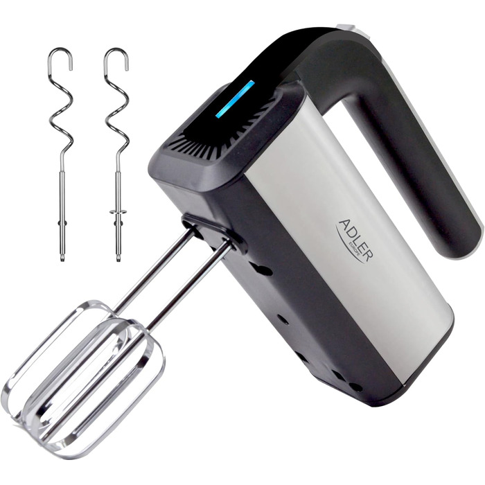 Ручний міксер ADLER AD 4225 INOX 800 Вт, 3 функції, кухонний міксер, чорний/сріблястий