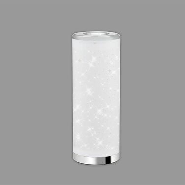 Настільна LED лампа Briloner Leuchten з зоряним ефектом, 5 Вт, 400 Лм, 3000K, біло-хромова, пластик, з вимикачем на шнурі, 352x131 мм