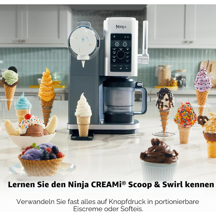 Машина для морозива та сорбету Ninja CREAMi Swirl 13-в-1: м'яке морозиво, мілкшейки, заморожений йогурт, дієтичні програми, 2 контейнери по 473 мл