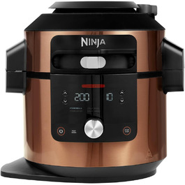 Мультиварка Ninja Foodi MAX 7,5 л 12-в-1 з технологією SmartLid, тиск, аерофритюр, повільне приготування, мідна/чорна, модель OL650EUCP,