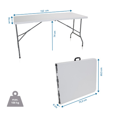 Складаний стіл для презентацій та конференцій EASY UP MULTI II, 152 x 70 см, пластик, білий, hjh OFFICE
