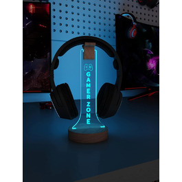 Підставка для навушників YuanDian Gamer Zone з підсвіткою RGB, дерев'яний тримач для геймерських навушників, 16 кольорів для декору ігрової кімнати, подарунок геймеру