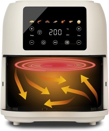 Аерофритюрниця Girmi FG92 Ecofrit Deep XXL 8л, 1700 Вт, цифрова панель, 7 програм, антипригарне покриття, матовий бежевий