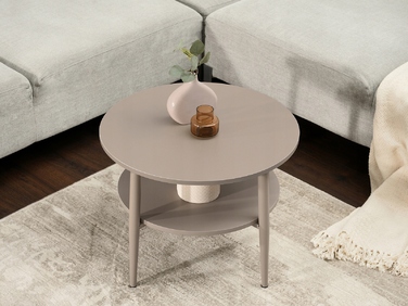 Журнальний стіл Mebel-Partner круглий, 60 x 60 x 45 см, відтінки бежевого
