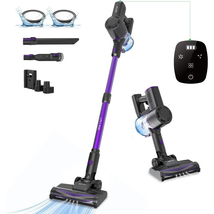 Пилосос Vactidy Blitz V8Pro акумуляторний, 25 кПа, бездротовий, до 40 хв роботи, для твердих підлог і шерсті тварин, оновлена щітка, самостійно стоїть