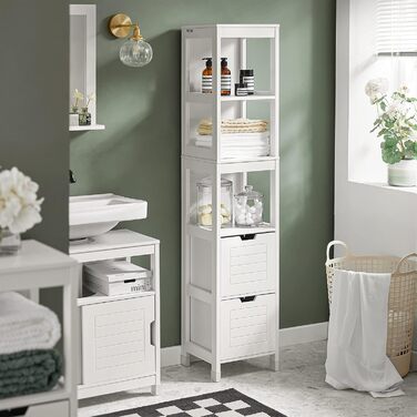 Висока шафа для ванної SoBuy FRG126-W, біла, з ніжками, 30x144x30 см – меблі для ванної кімнати