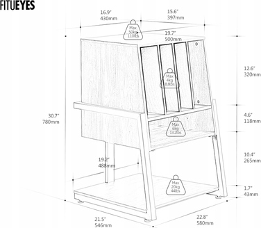 Тумба під телевізор Fitueyes, 58 см x 78 см x 54,6 см