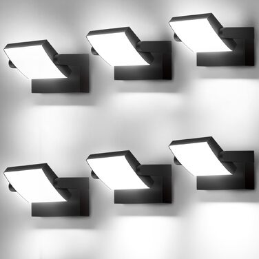 Світлодіодний настінний світильник LED 40W, 4000 Лм, водонепроникний IP65, поворотна панель 350°, колір світла 6000K (холодне біле), чорний (набір 6 шт)