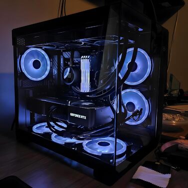 Корпус для ПК CPS C3T500 ARGB Tower ATX, 6x120 мм ARGB вентилятори, сумісний з RTX 40, подвійне загартоване скло, безстійковий дизайн, чорний, PCCOOLER