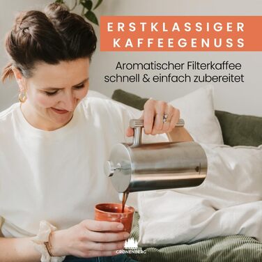 French Press Groenenberg: термо-кавоварка френч-прес з функцією підігріву, 1 літр