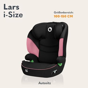 Автокрісло Lionelo Lars I-Size для дітей 100-150 см, група 2/3, з бічними захистом та регулюванням підголівника (Рожевий)