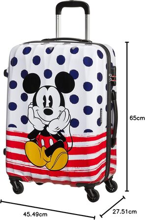 Чемодан American Tourister Disney Legends Mickey Blue Dots, синій, з принтом Міккі Мауса, жорсткий пластик