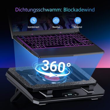Охолоджувач для ігрового ноутбука IETS GT300 Turbo Cooling Pad, підставка з регульованим нахилом та повітряним фільтром для ноутбуків 10-17 дюймів (GT300B1)