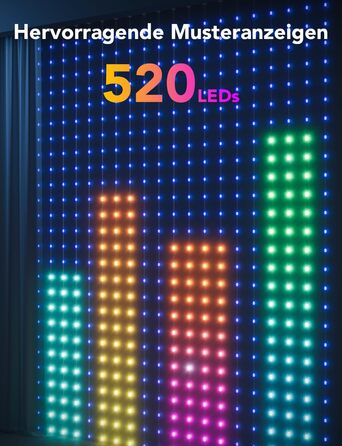 Розумні LED штори Govee 520 RGBIC, 1,5×2 м, IP65, для кімнати та вечірки, сумісні з Alexa, 86+ режимів, водостійкі, світлодіодна гірлянда