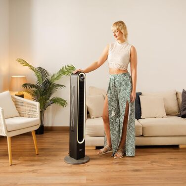 Вентилятор вежа Cecotec EnergySilence 9090 Skyline Ionic 119 см, 45 Вт, з іонізатором, LED сенсорним екраном, пультом ДУ, 3 режими, таймер 12 год, коливання 70°, чорний