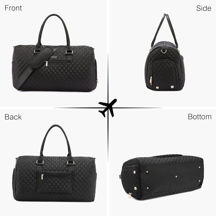 Спортивна сумка LOVEVOOK для подорожей, жіноча, Weekender, сумачка для пологового будинку з косметичкою, відділення для взуття та мокрого одягу, водонепроникна, ручна поклажа для літака, чорна