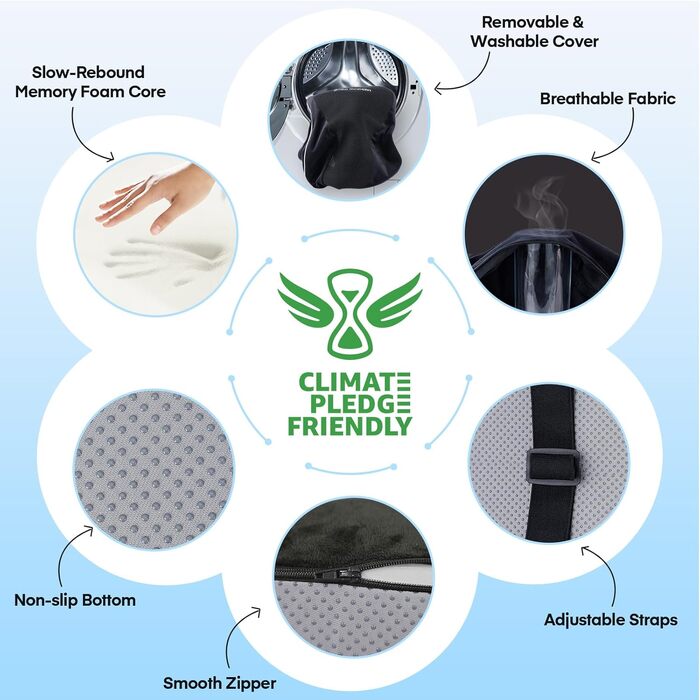 Подушка для попереку SUPA MODERN для офісного крісла та автосидіння, з піни Memory Foam, чорна, велика