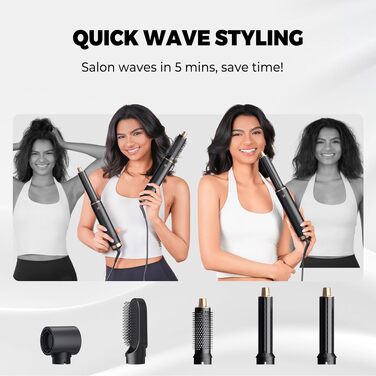 Mogawave Airstyler 5-в-1 Pro 1000W: Фен-щітка, стайлер для волосся з іонізацією (чорний)