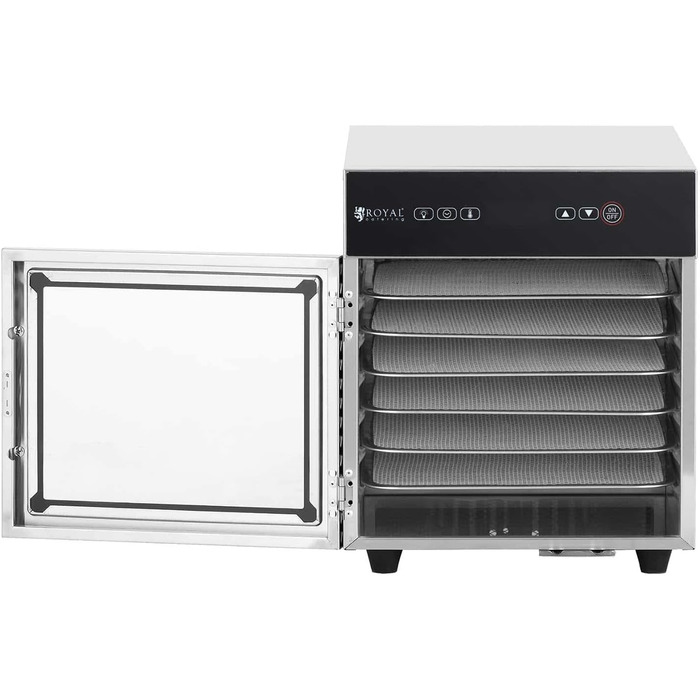 Дегідратор для фруктів Royal Catering RCDA-500/15S, 500 Вт, 6 лотків, нержавіюча сталь