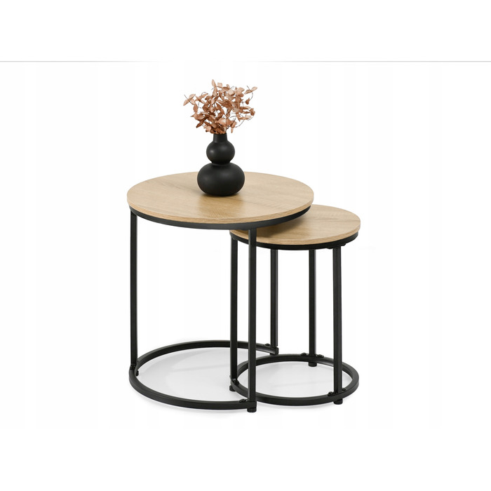 Журнальний стіл Mebel-Partner круглий, 45 x 45 x 48,5 см, чорний, дуб сонома