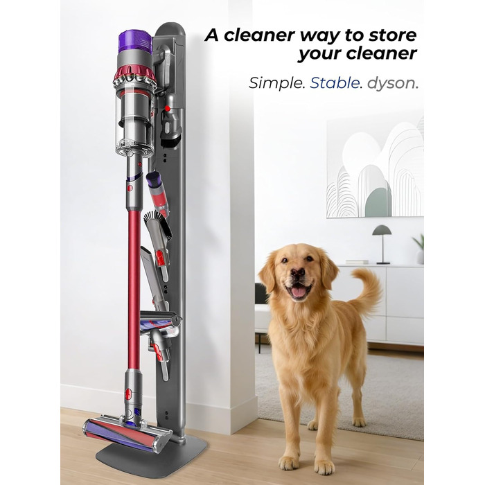 Підставка для пилососа Dyson Gen5 V16 V15 V12 V11 V10 V8 V7 V6 — металевий тримач без свердління, 4 гачки для аксесуарів, темно-сірий