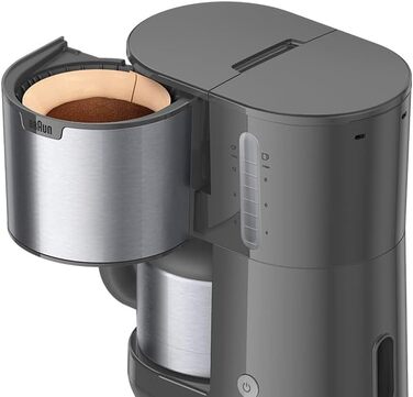 Кавоварка Braun PurShine KF1505GY з термос-кавником, фільтраційна, система OptiBrew, антикрапельна, авто-відключення, 1,2 л, 1000 Вт, сіра