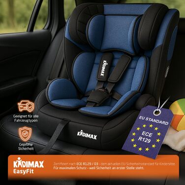 Автокрісло i-Size 9-36 кг, 15 місяців - 12 років, ECE R129/03, Група 1/2/3, регульована підголовник (Блакитне)