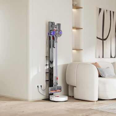 Підставка для пилососа PureMounts із нахиленою основою для роботів-пилососів, 8 тримачів аксесуарів, сумісна з Dyson V6/V7/V8/V10/V11/V12/V15, чорна