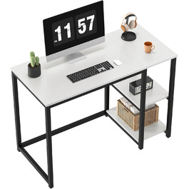 Комп'ютерний стіл WOHOMO білий, 100 см, з місцем для зберігання, для дому та офісу
