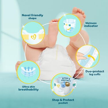 Підгузки Pampers New Baby розмір 1 Newborn (2-5 кг), упаковка з 4 пачок по 23 шт, всього 92 шт