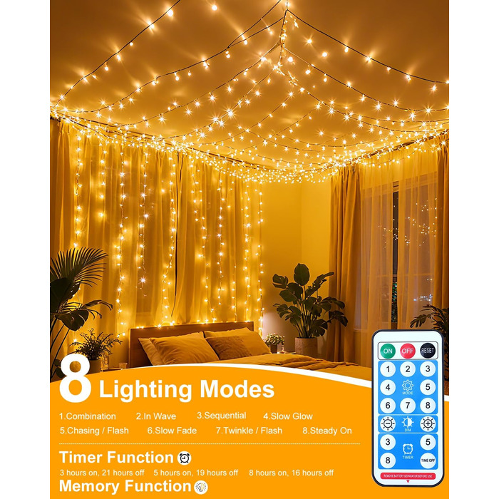 Світлодіодна гірлянда Kinamy для вулиці на батарейках, 20м (2x10м), 100 LED, акумулятор 3600mAh, перезарядна