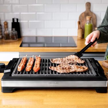 Електричний гриль Cecotec Tasty&Grill 2000 InoxStone, 2000 Вт, антипригарна панель Inox LineStone, регулятор температури, корпус із нержавіючої сталі