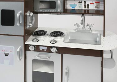 Дитяча ігрова кухня з дерева Bayer Chic 2000, коричнева/срібляста, для дітей від 3 років, 91x30x82,5 см