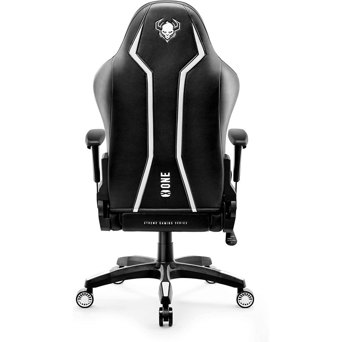 Ігрове крісло Diablo X-One 2.0, ергономічне, регульовані підлокітники, подушки для шиї та попереку, офісне крісло для геймерів, чорне-біле, розмір L, функція гойдання