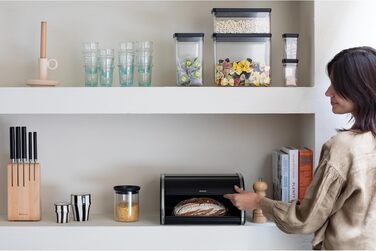 Хлібниця Brabantia Rollbrotkasten для хліба та булочок, сталева, матово-чорна, середній розмір
