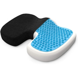 Ортопедична подушка для сидіння bonmedico з гелевою піною Memory Foam, для авто, офісного та інвалідного крісла, чорний велюр, стандарт