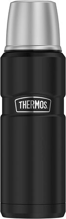 Термос із нержавіючої сталі Thermos 470 мл чорний матовий, ізольована пляшка для напоїв з кришкою-чашкою, зберігає тепло 12 годин і холод 24 години, герметична, без BPA, можна мити в посудомийній машині