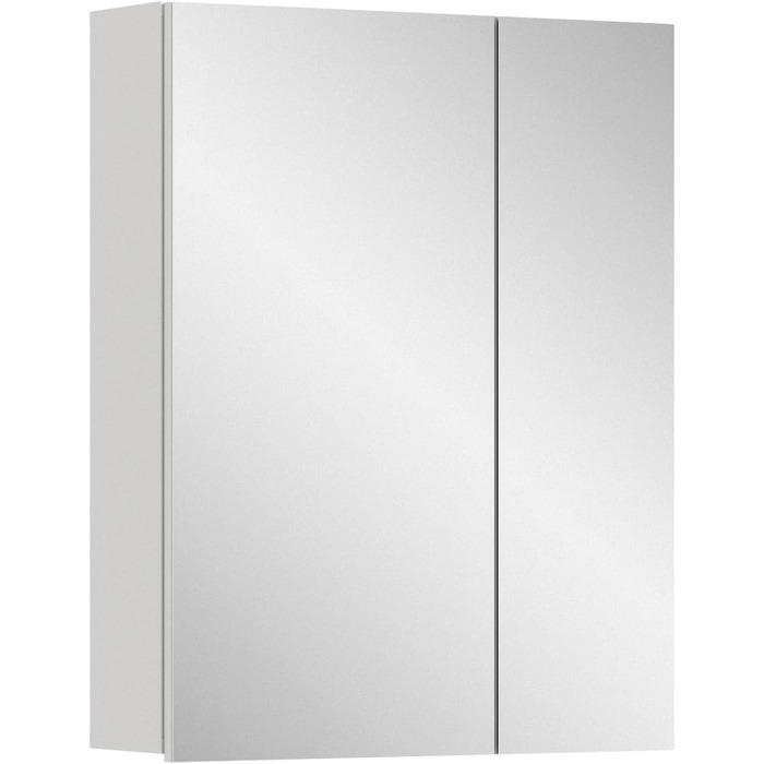 Дзеркальна шафа xonox.home Vira X2LA9772 для ванної, біла, меламін, 60x77x18 см, з великою дзеркальною поверхнею, 2 дверцята