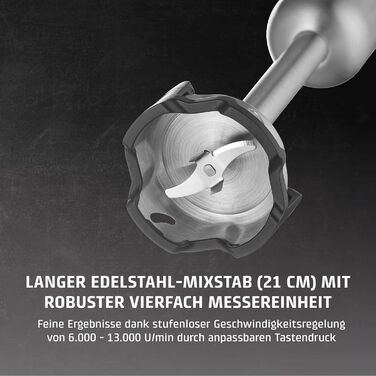 CASO Click & Mix: Бездротовий міксер з акумулятором для тіста, збитих вершків та соусів. 8 швидкостей (600-1200 об/хв)