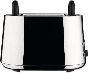 Тостер Alessi Plissé MDL08 W - Дизайнерський тостер з 6 рівнями підсмажування, термостійкий пластик, європейська вилка 850 Вт, чорний
