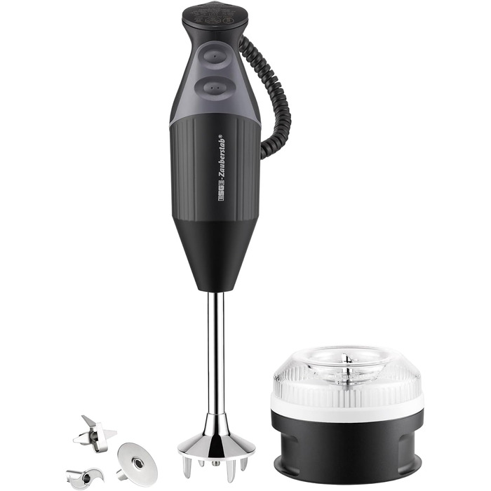 ESGE Zauberstab M 200 BBQ 98215 — професійний ручний блендер-пюратор, чорний, 200 Вт, до 17 000 об/хв, ергономічна ручка, Twinschalter, AC-мотор, комплект насадок