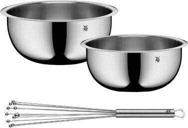 Набір кухонних мисок WMF Function Bowls, 2 шт., діаметр 22 та 24 см, Cromargan нержавіюча сталь, багатофункціональний (для замішування, салатів, подачі), складений, набір мисок