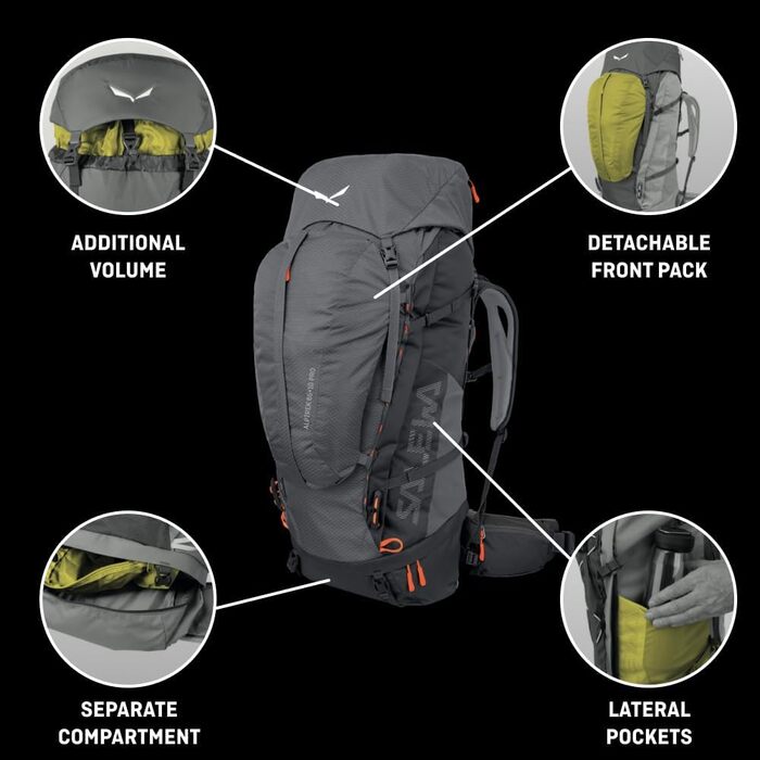 Туристичний рюкзак Salewa ALPTREK 65+10 PRO, 75 л, для трекінгу, чоловічий, водонепроникний