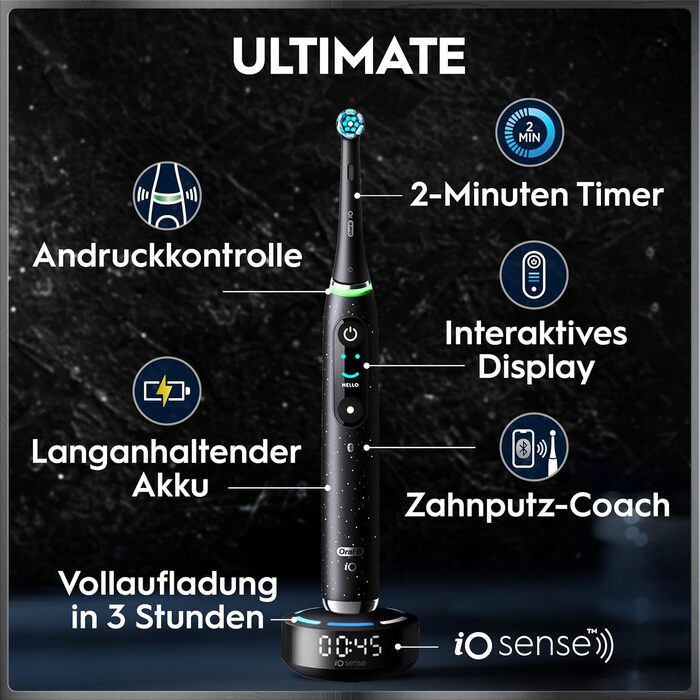Електрична зубна щітка Oral-B iO Series 10 Cosmic Black, набір з 3 насадками (Probierset)