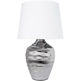 ARTE LAMP LED настільна лампа – класична декоративна лампа для робочого столу з хромованим корпусом та білим тканинним абажуром для вітальні та спальні – з кабелем, хром, білий