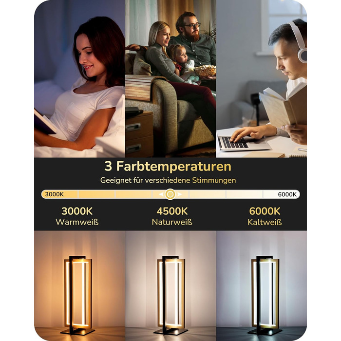EDISHINE LED настільна лампа з дотиковим димером, сучасна чорна-золота металева лампа для спальні, вітальні, офісу, 3 режими кольору, 750 люмен, подарунок